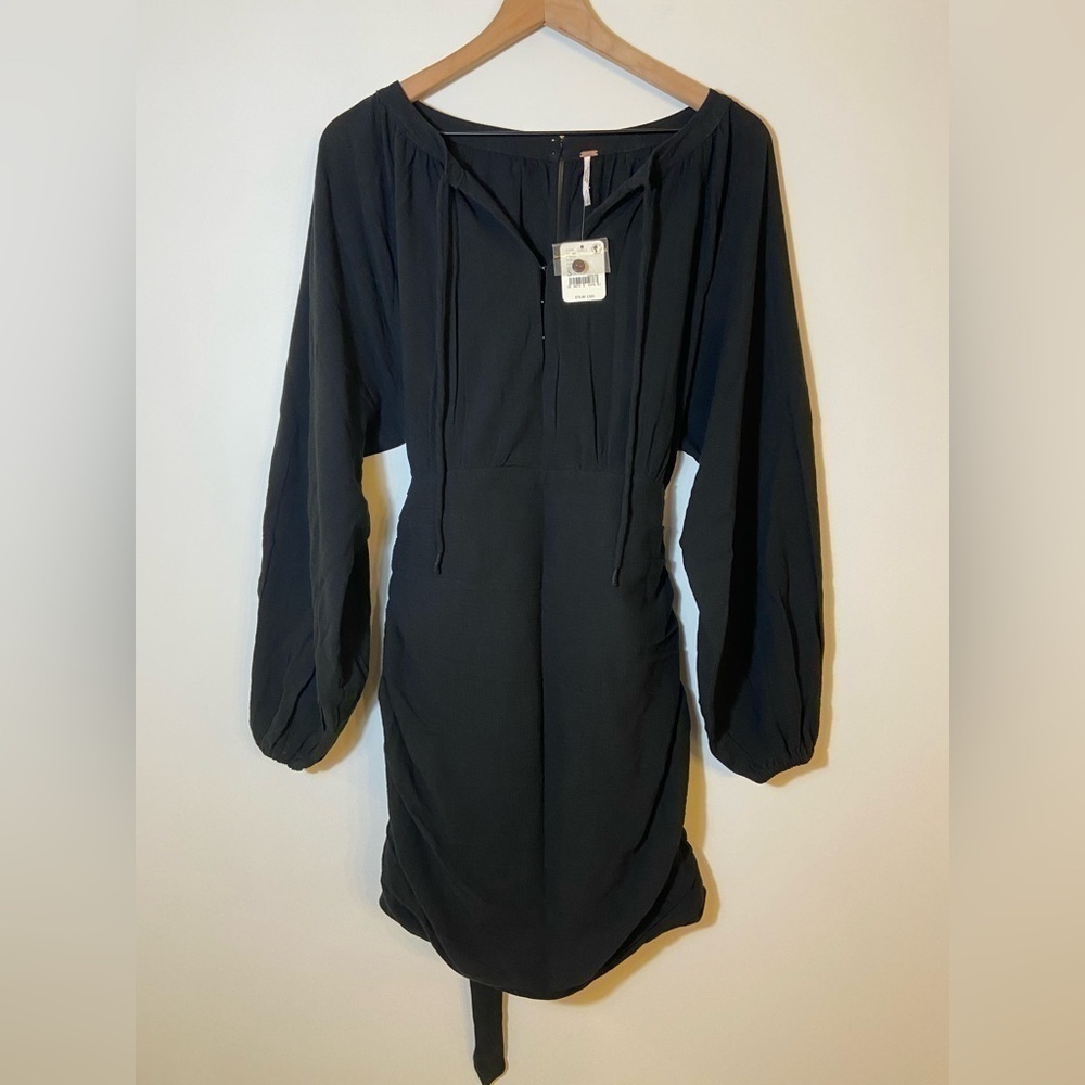 NWT FREE PEOPLE ENDLESS SUMMER Sz (S) THE ONLY ONE BLACK TIE BACK MINI DRESS - Picture 6 of 10